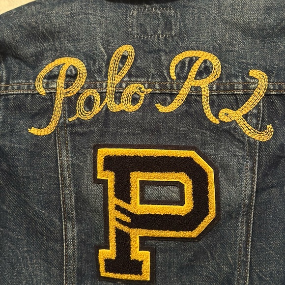 Polo Ralph Lauren Other - Polo Ralph Lauren Letterman Trucker Denim Jean Jacket Kid’s Size 6